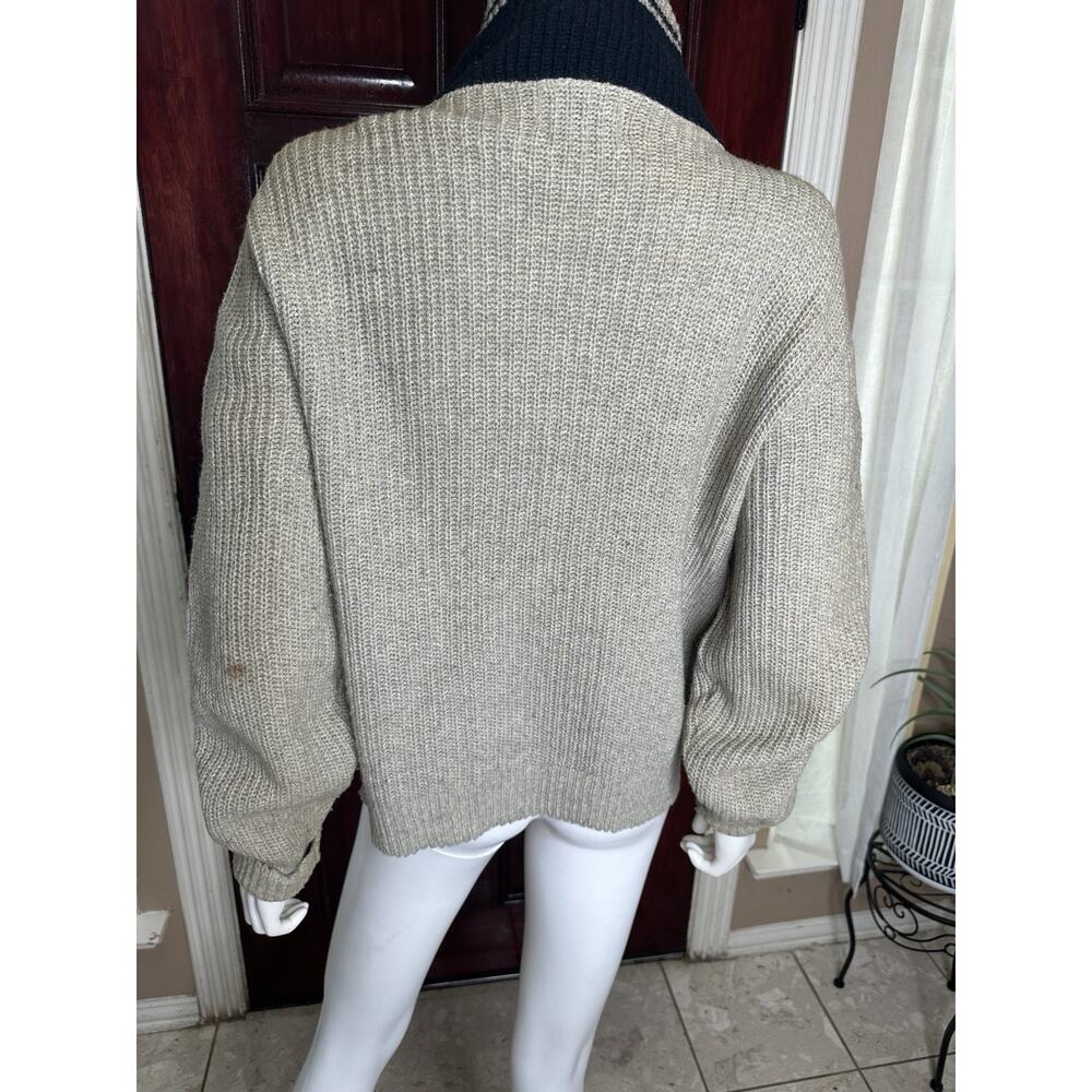 VTG 50s 60s Richline Lambswool Orlon Zip-Up Cardigan Sweater - Grey/Black - M/L - Picture 8 of 9